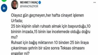 Faraç’tan Urfa’ya Kritik Soru